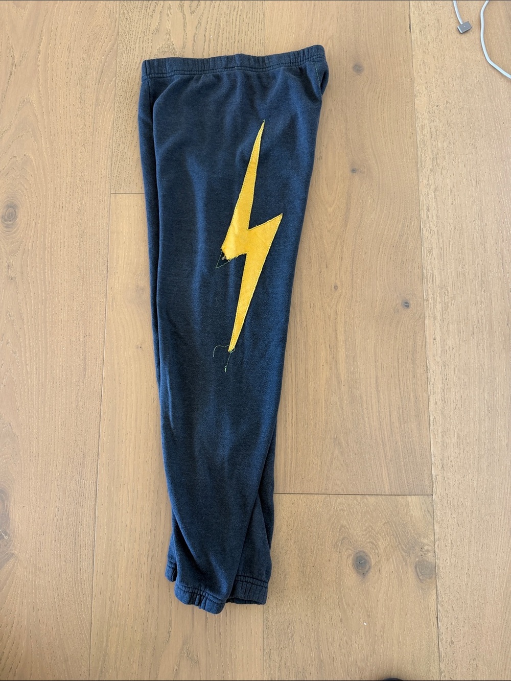 Kids Navy Aviator Nation Joggers with Yellow Lightning Bolt